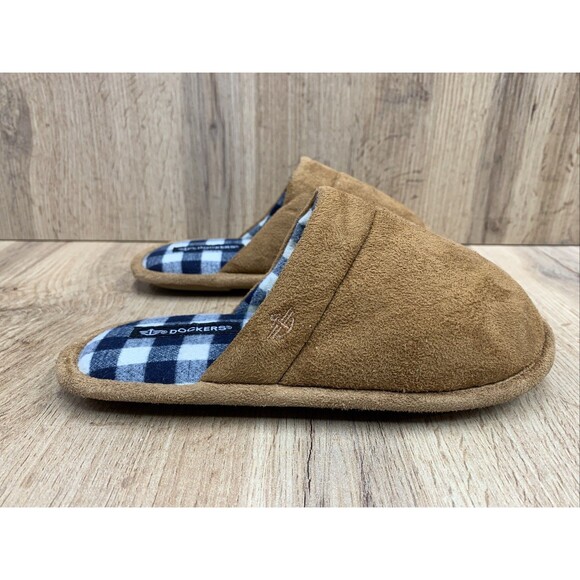 Dockers Kids Brown Split Toe Slippers Plaid Insoles Brown Kids  Size 13 M - Picture 2 of 16